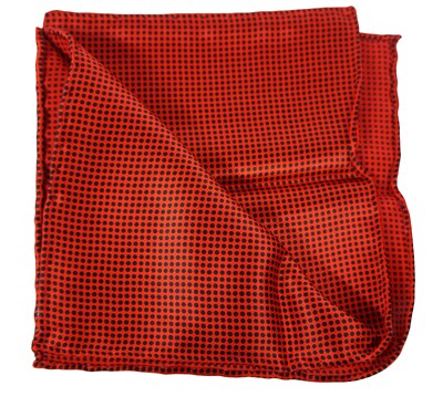 $80 New ITALO FERRETTI Red w Black Polka Dots Silk Pocket Square 11''