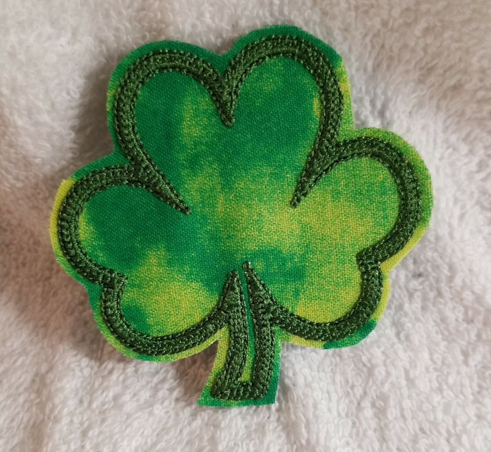 Handmade original Shamrock Embroidered Applique Pin