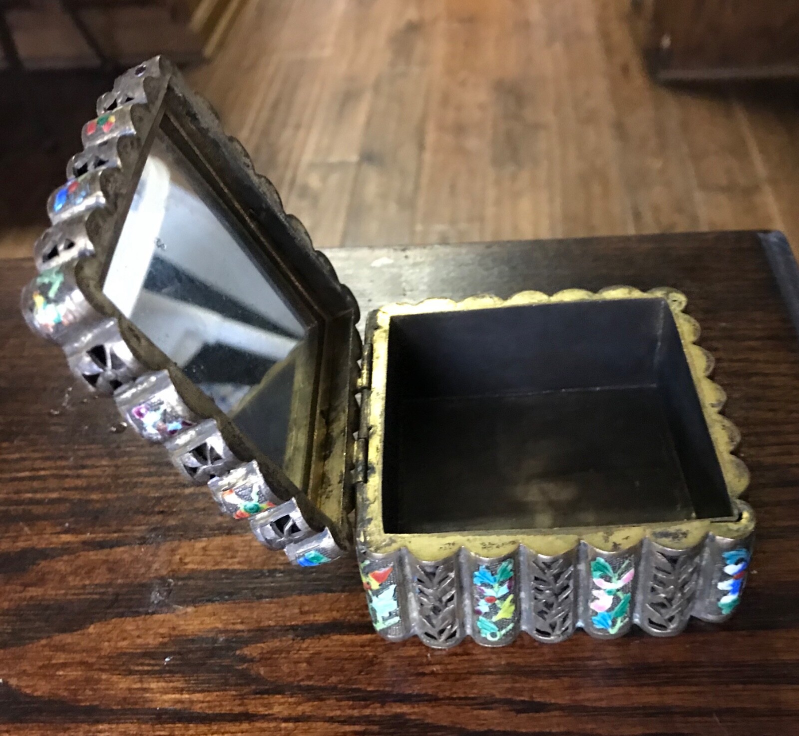 Antique Chinese Cloisonne and Enamel Over Copper Trinket Box