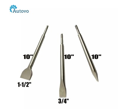 3PCS SDS Plus Rotary Hammer Bits Concrete Drill Chisels Tile Chisel Concrete Set