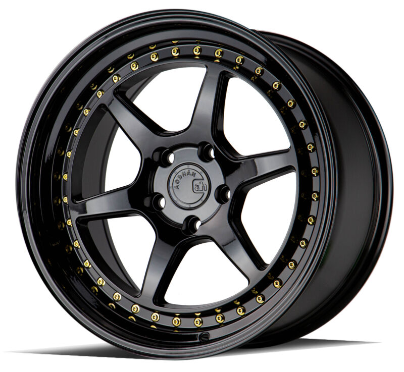 18x8.5 Black Wheels Aodhan DS09 DS9 5x100 35 (Set of