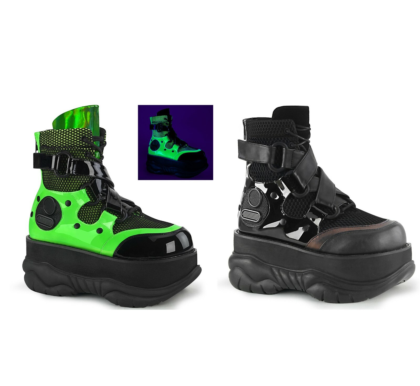 Demonia NEPTUNE-126 Men's Platform Lace-Up Criss-Cross Strap Ankle Boot