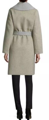 Pre-owned Eileen Fisher Large  Oatmeal Dark Pearl Brushed Wool Doubleface Shwal Collar Coat In Oatmeal/dark Pearl