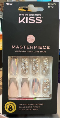 KISS Masterpiece Luxe Mani PRESS-on Nails #85690 MP01 Iridescent RHINESTONE