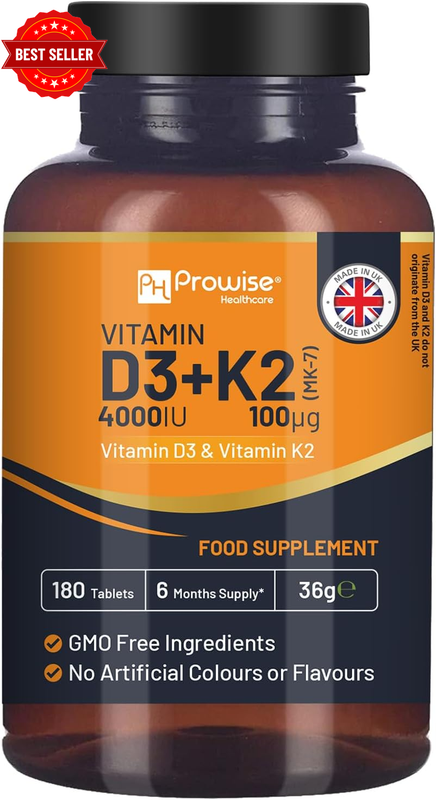 Vitamin D3 4000IU & K2 MK7 100Μg Vegetarian Tablets | 180 (6 Months’ Supply) | E