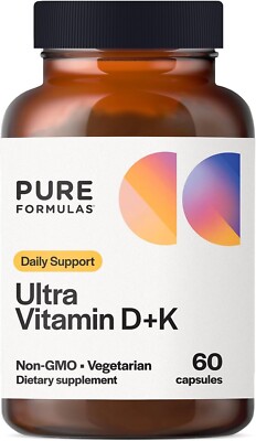 Pure Formulas Vitamin D3 K2, Vitamin D 5000 IU K2 D3 Vitamin Supplement 60 CT