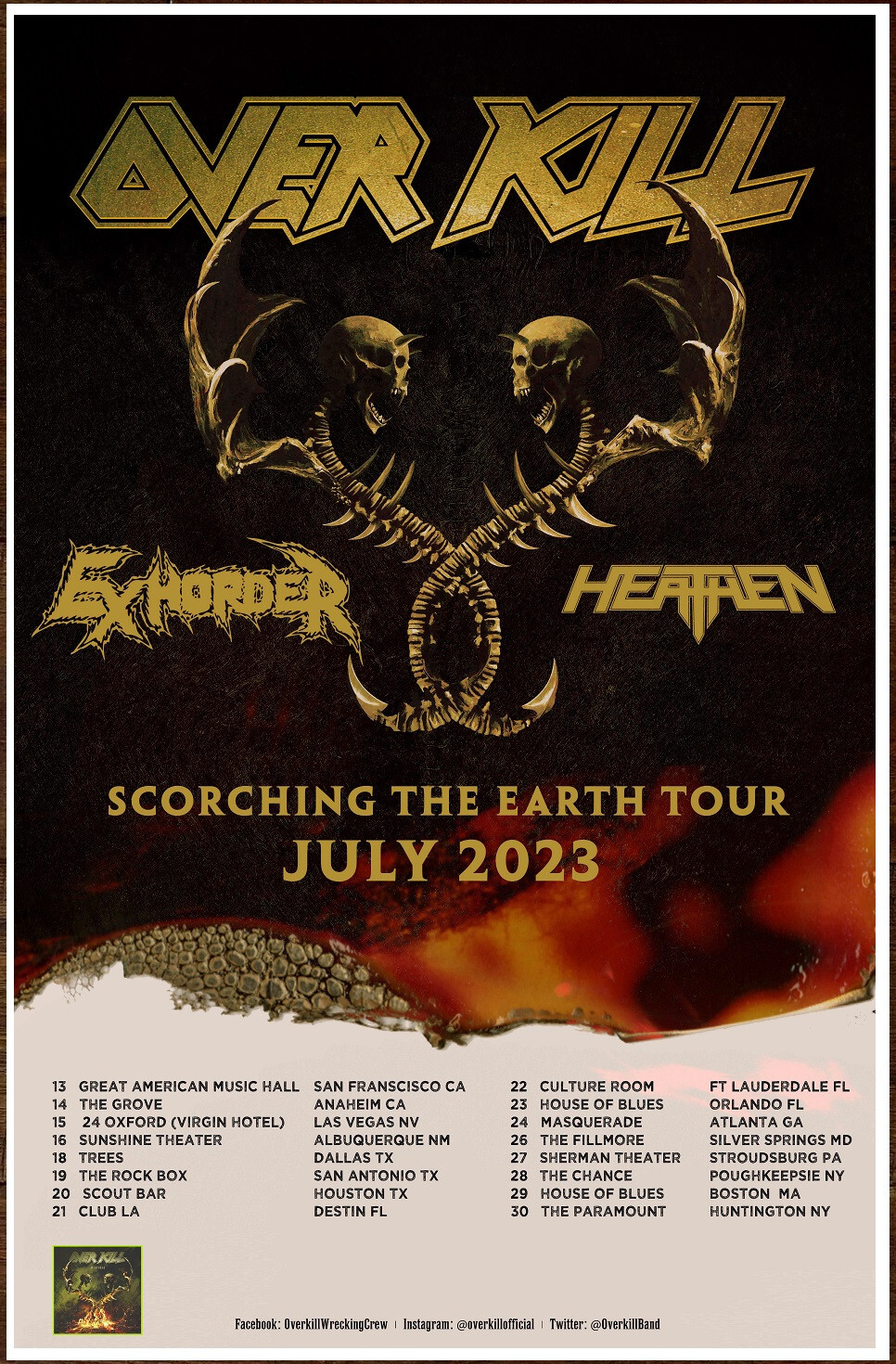 OVERKILL | EXHORDER Scorched Tour 2023 Ltd Ed RARE Poster