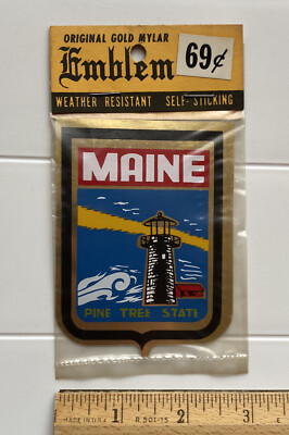 NIP Maine The Pine Tree State Lighthouse Souvenir Sticker Decal Emblem