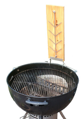 Flammlachsbrett / Räucherbrett für Holzkohle Kugelgrill/Rundgrill + Gewürzzugabe