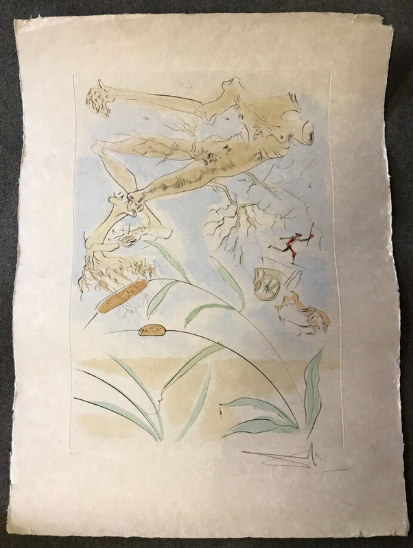Salvador Dali Gravure Ea Sur Papier Japon Le ChÃªNe Et Le Roseau La Fontaine 1974