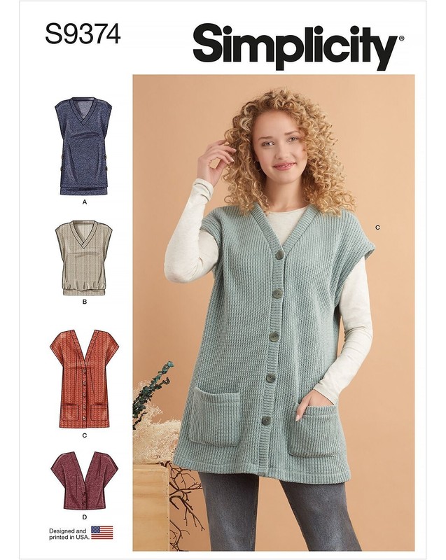 Simplicity Schnitt Nr 9374.A Strickwesten Gr. Xxp - Xxg