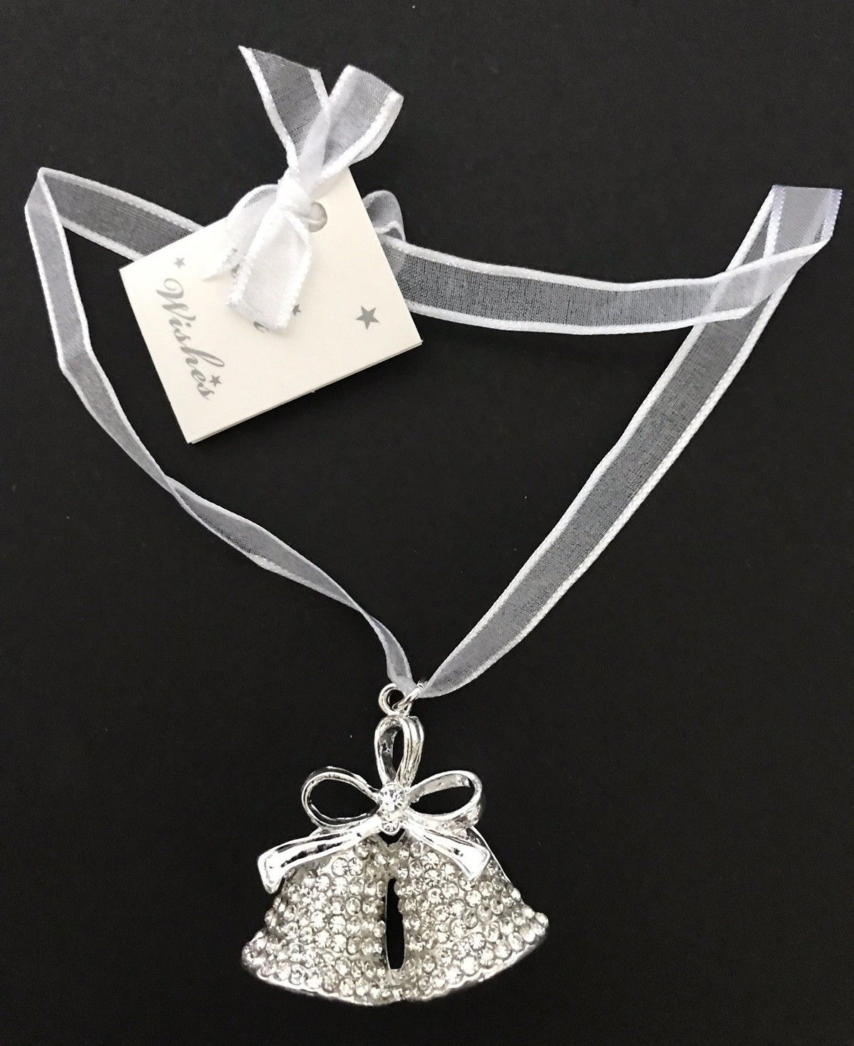 Wedding Bridal Good Luck Charm Silver Double Bells Horseshoe Bridal