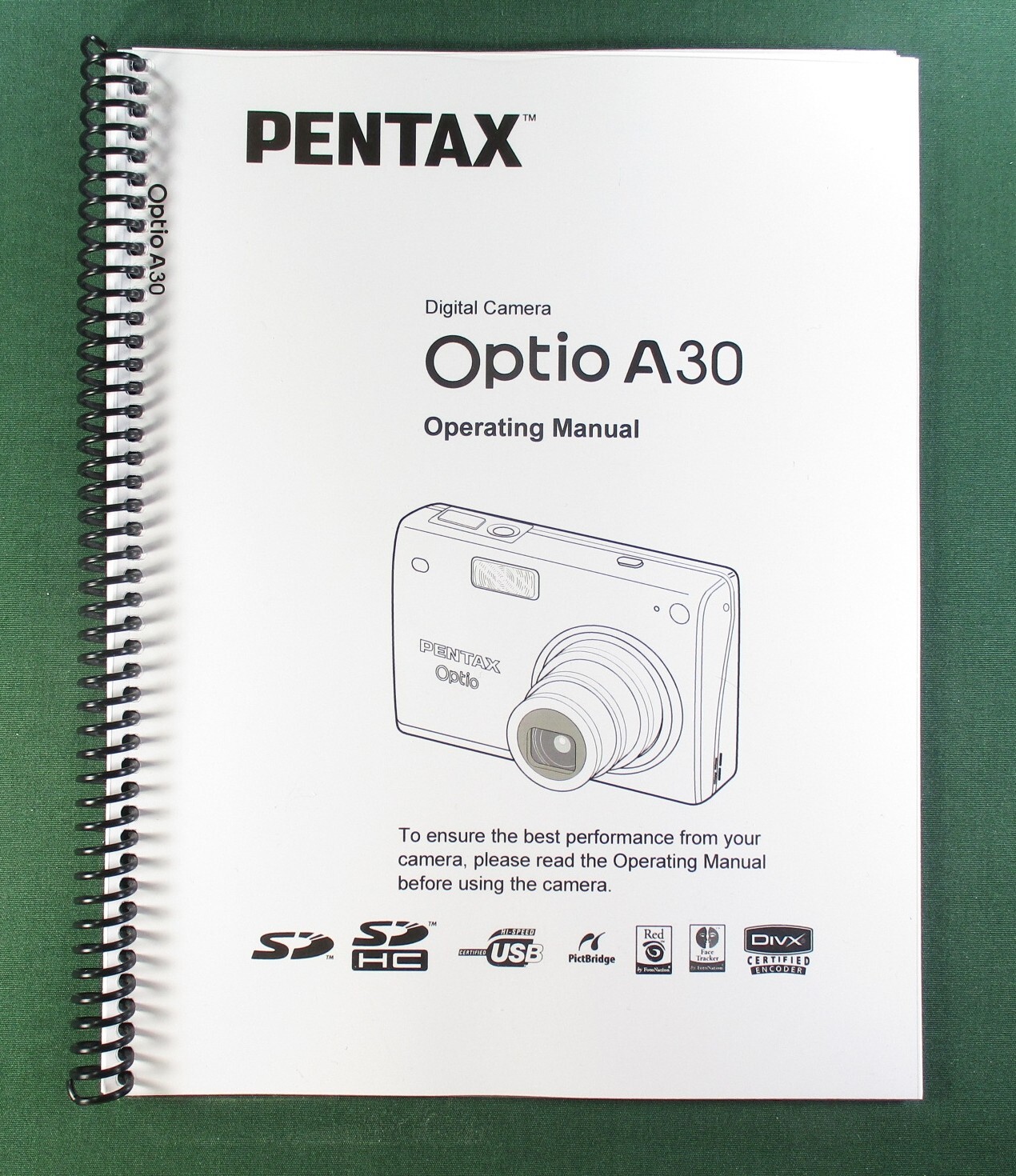 Pentax Optio A30 Instruction Manual: 203 Pages & Protective Covers 