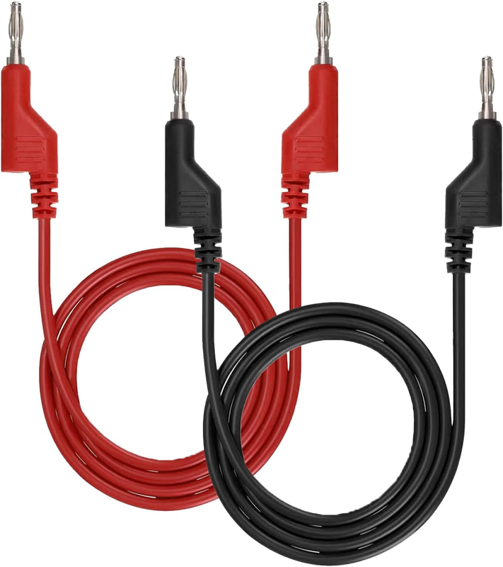 2 Pcs Stackable Banana to Banana Plug Test Leads, 4 MM Plug Test Cables, Flexibl