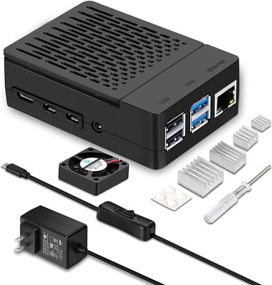 [20W 5V 4A] Raspberry Pi 4 Case, with iUniker 20W 5V 4A USB C Raspberry Pi 4 Fan