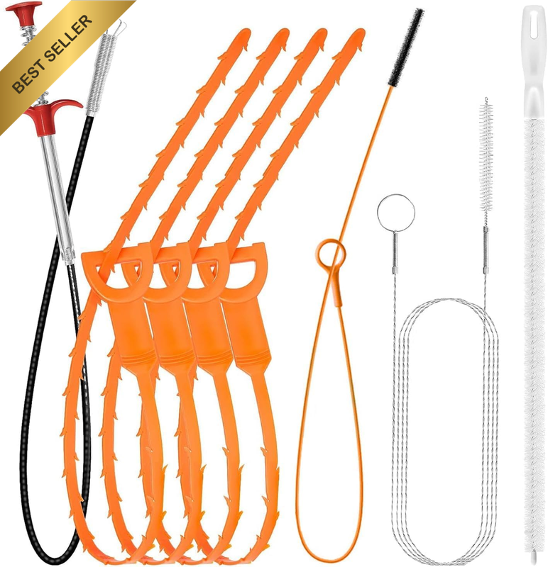 10-Piece Drain Clog Remover Kit with Brush Tools