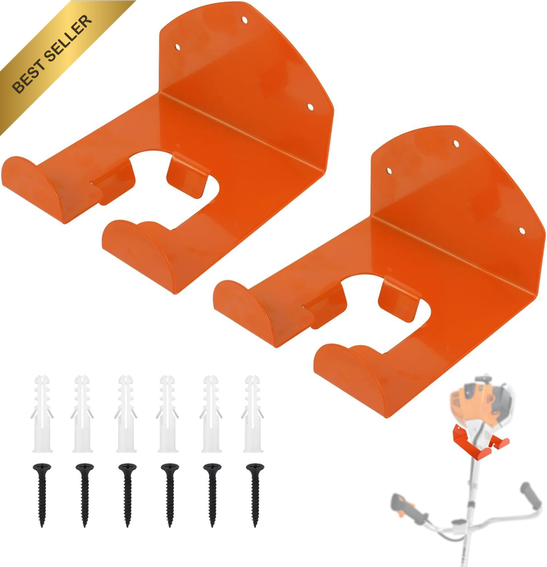 2Pcs Weed Eater Hanger, Heavy Duty Weedeater Hanger for Garage Wall Storage Weed