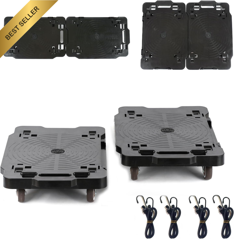 Connectable Furniture Dolly 2-Pack 400KG Capacity Black Portable Rollers