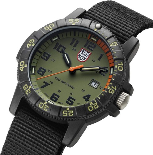 Pre-owned Luminox Men's Xs.0337 Leatherback Green/black Sea Turtle Giant Fashion Watch
