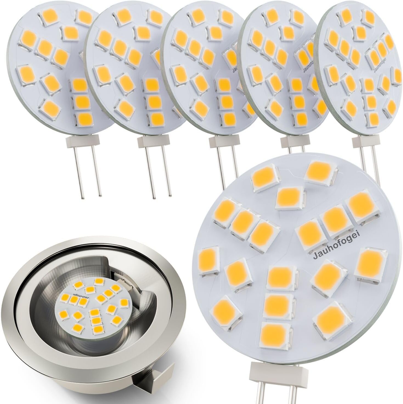G4 Disc LED Bulbs 12V AC/ 10-24V DC 20W Type Glass Halogen Bulb Replacement 6pk