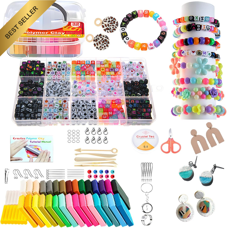 Bracelet Making Kit, Polymer Clay Earring Making Kit, Letter Beads & Jewelry Mak