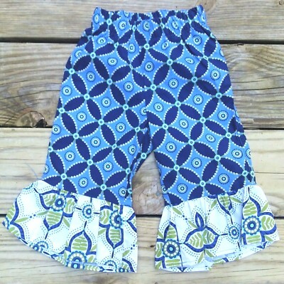 Baxter & Beatrice Little Girls Ruffed Fancy Pants Size 2T Blue White Green NEW