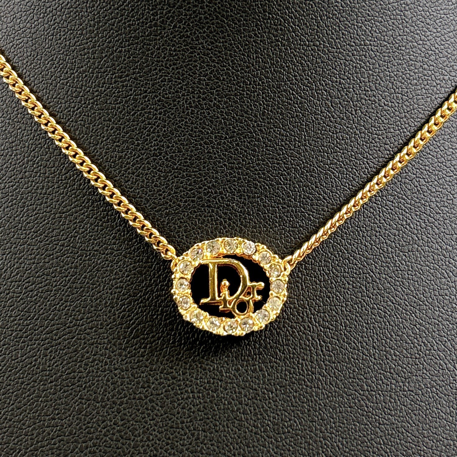 DIORネックレス Dior Logo Necklace Oval Rhinestone Goldtone Authentic