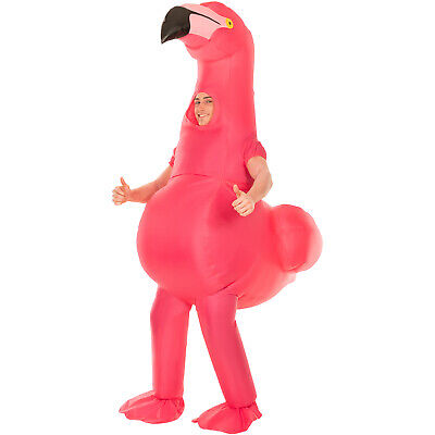 Pink Flamingo Inflatable Costume Adult Funny Giant Bird Blow Up Fancy Dress NEW