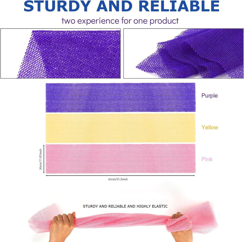 3 Pieces African Bath Sponge African Net Long Net Bath Sponge Exfoliating Shower