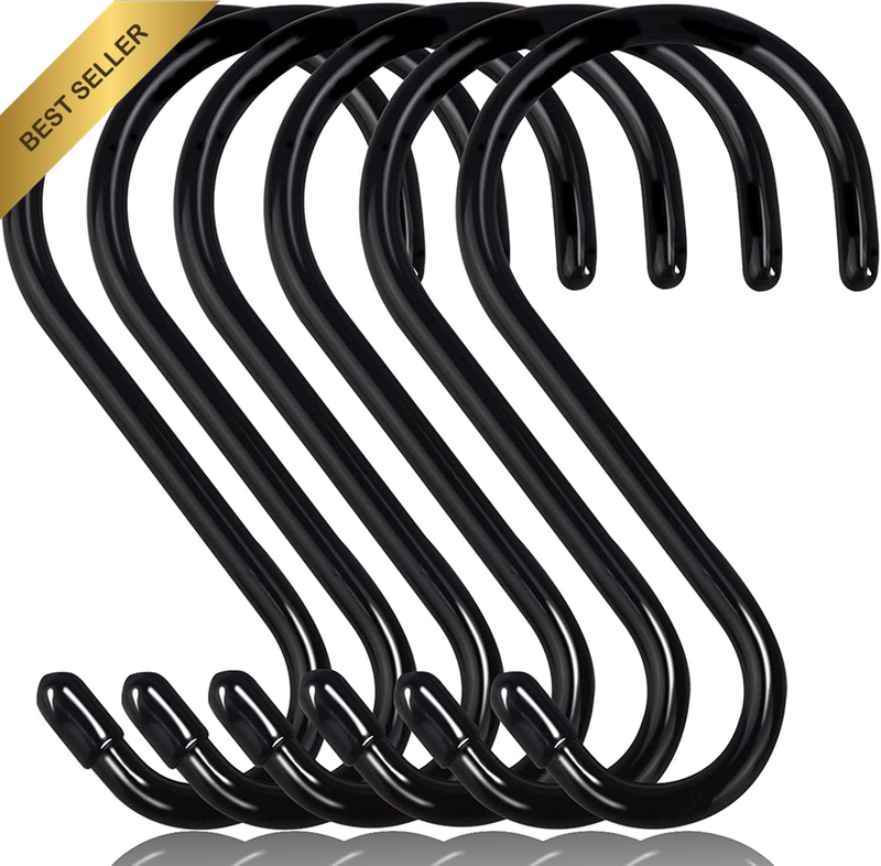 6 Inch Heavy Duty S Hooks,Large Vinyl Coated S Hooks for Hanging Plants，6 Pack 7
