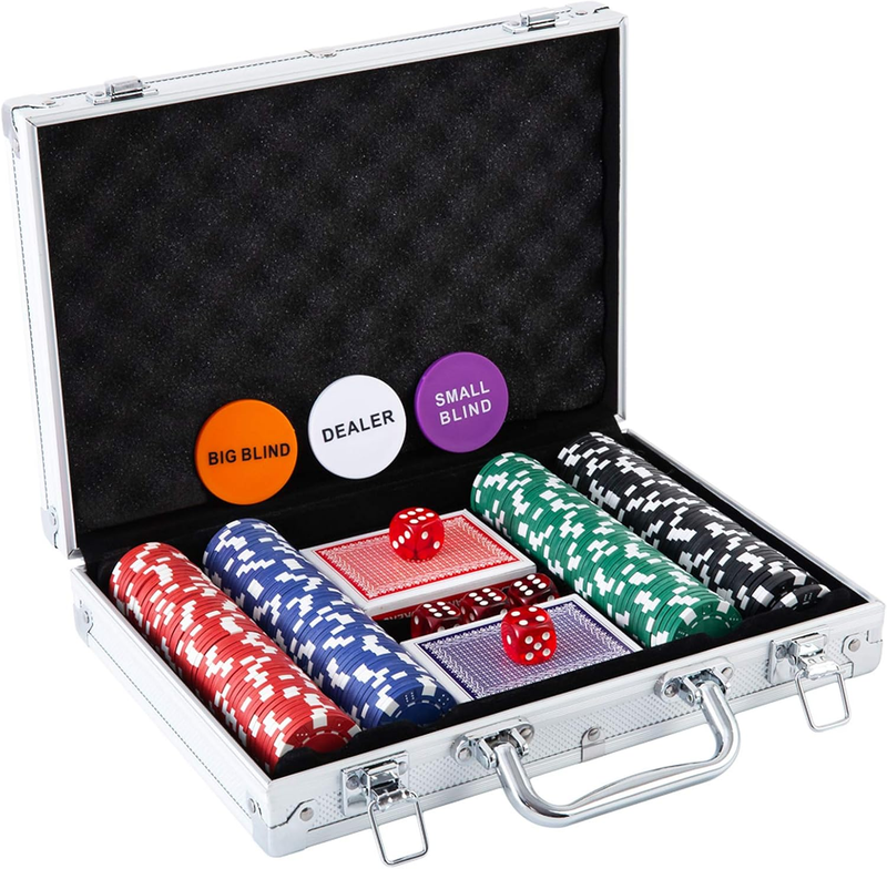 Poker Chip Set - 200PCS Poker Chips with Aluminum Case, 11.5 Gram Chips for Texa