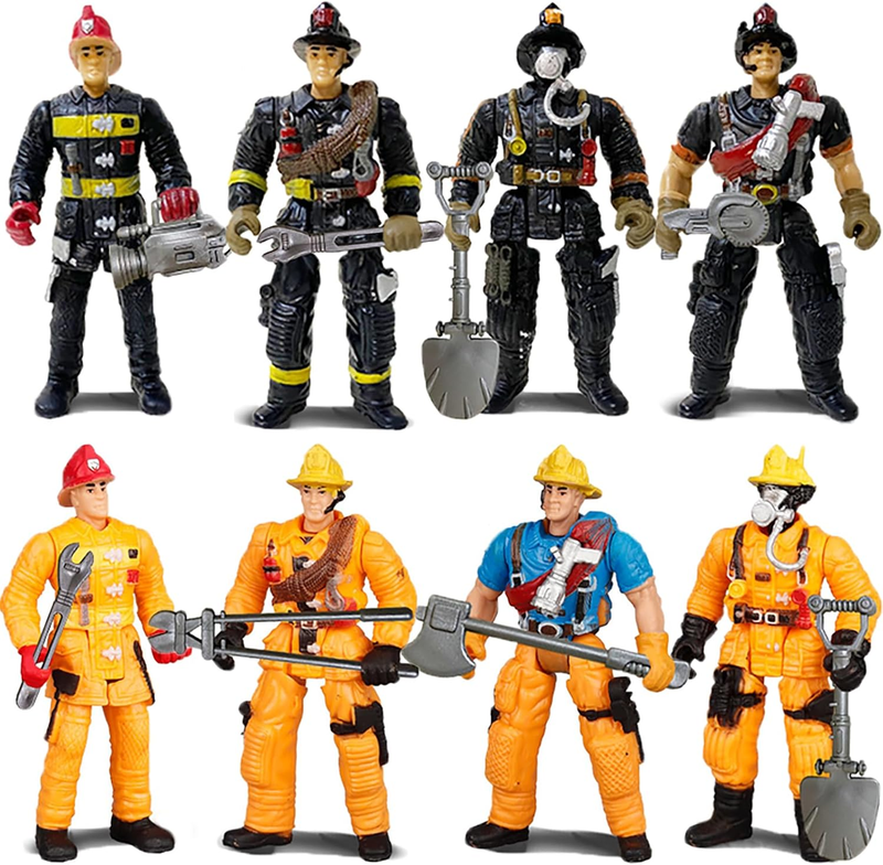 8 Pieces Firefighter Action Figures, Frefighter Toys for Boys Girls Kids, Firema