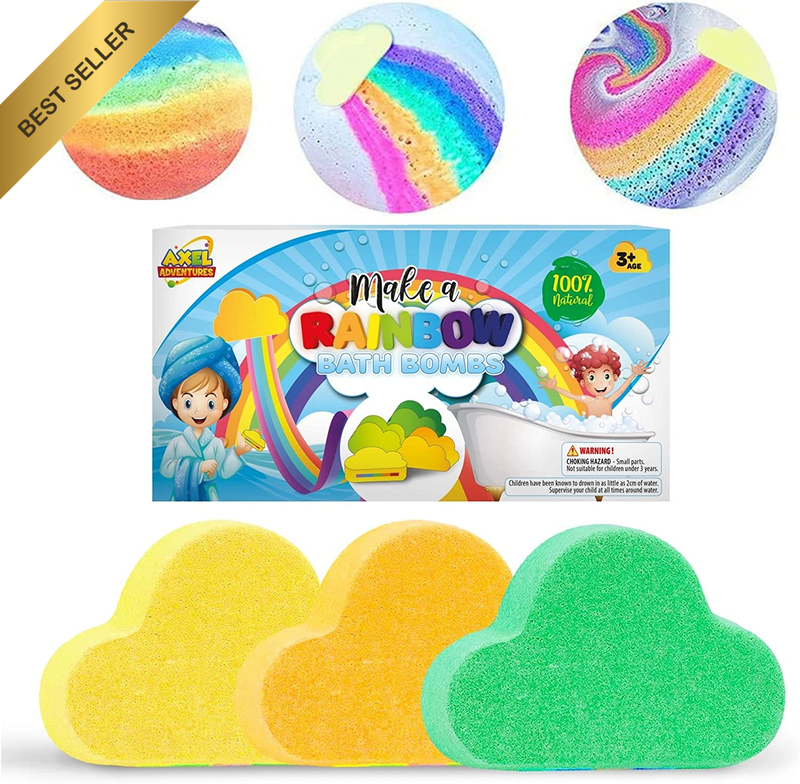 Rainbow Bath Bomb Gift Box, Kids Bath Bomb Handmade Natural Fruity Bath Fizzies