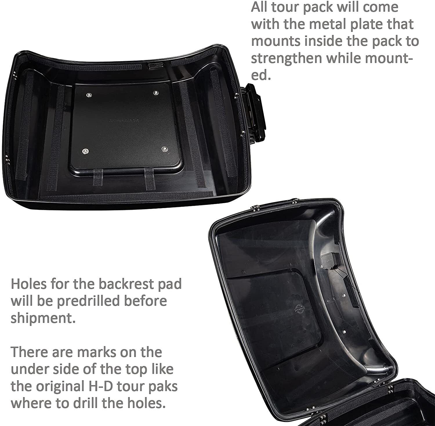 Vivid Black Razor Tour Pak Pack Trunk Luggage Fits Harley Vivid Black Razor Tour Pak Pack Trunk Luggage Fits Harley