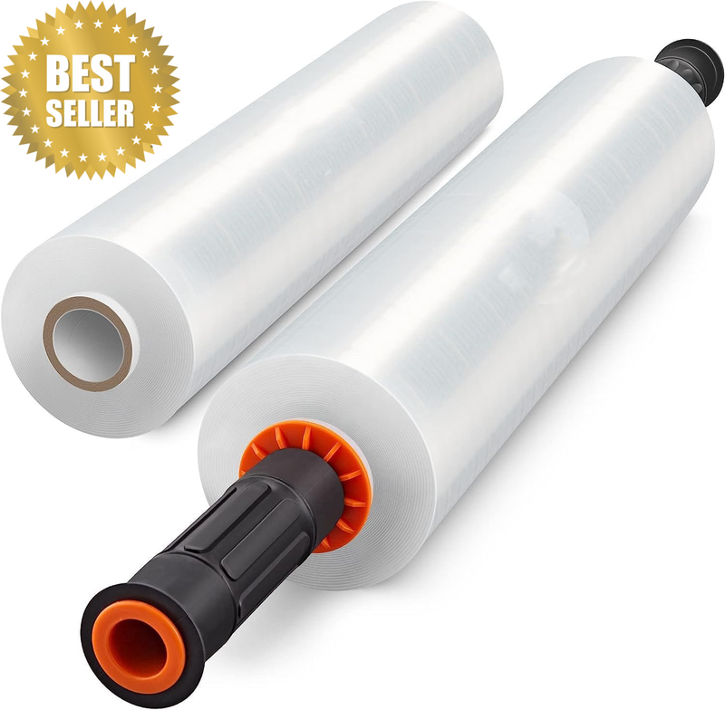 Hand Stretch Wrap with Two Handles Clear, 15 in X 1000 Ft Shrink Wrap Roll Plast