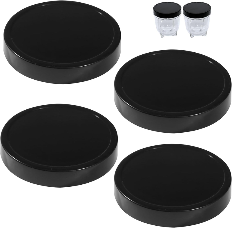 4 Lids for Magic Bullet M-B1001 Cups 250W Black Plastic