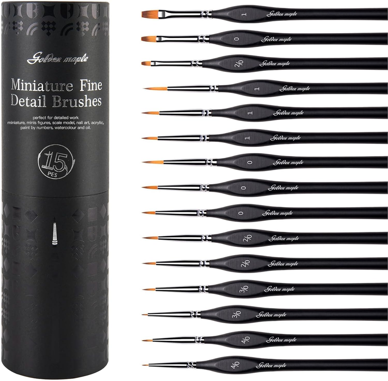 Miniature Paint Brushes, 15PC Model Brushes Micro Detail Paint Brush Set, Fine D