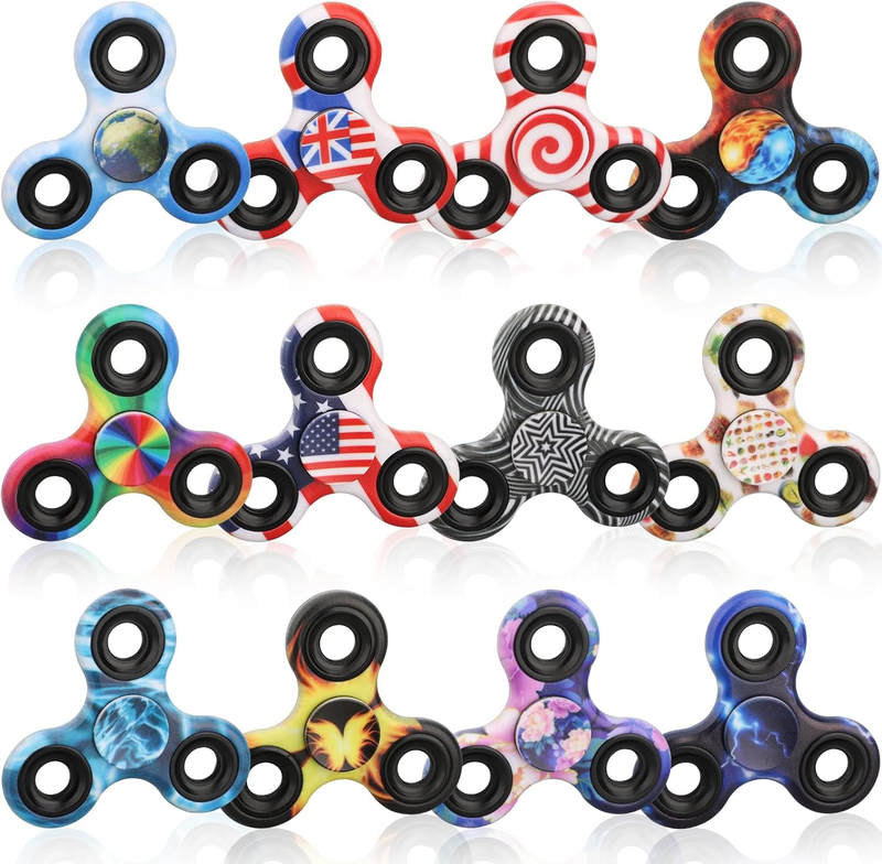 12PCS Fidget Spinner Toy Pack for Kids Adults, Metal Tri-Spinner Fidget Toy Set,