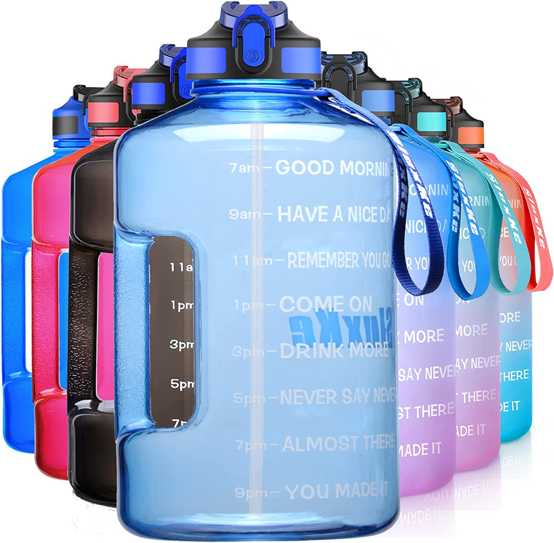 1 Gallon Water Jug Huge Water Bottle With Straw BPA Free 128Oz Leak Proof  BLACK