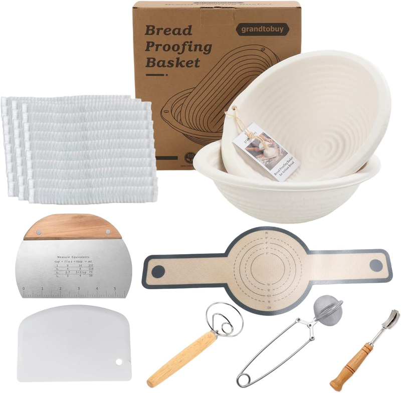 38Pcs 10Inch round Pulp Bread Proofing Basket Sourdough Banneton W/Silicone Baki