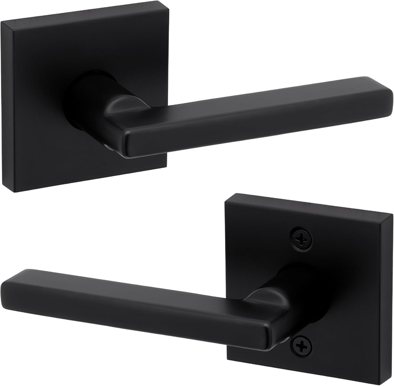 Halifax Matte Black Door Handle, Reversible Passage Lever, Interior Door Handles