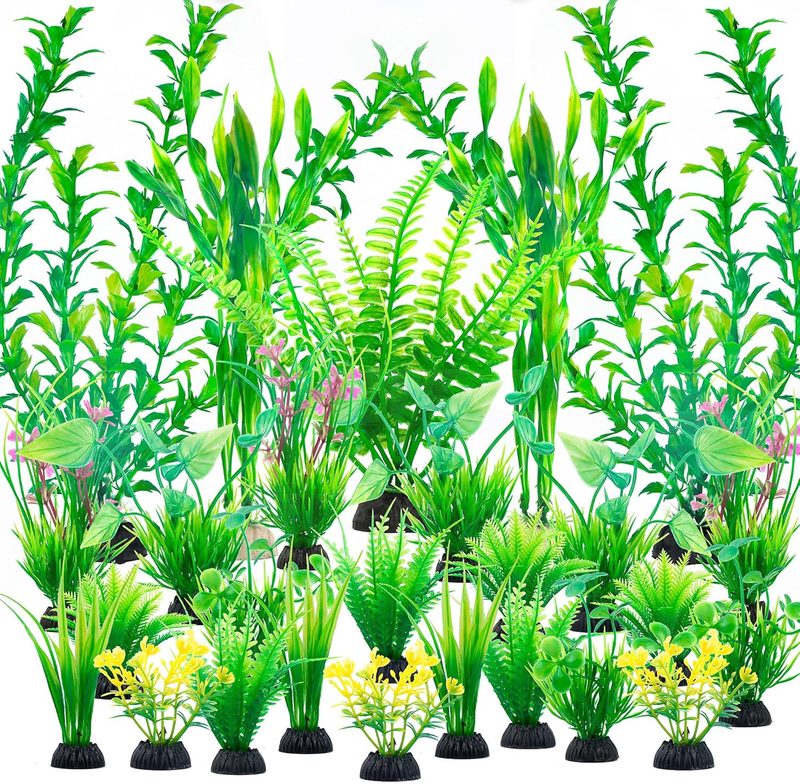 Ameliade Aquarium Artificial Plastic Plants Large Fish Tank Decor, 26PCS