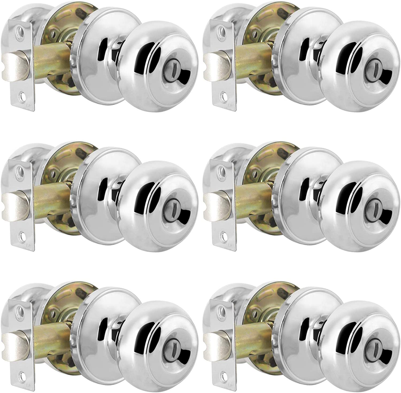 Privacy Bed/Bath Knobs in Polished Chrome, Interior Door Locks for Bedroom Bathr