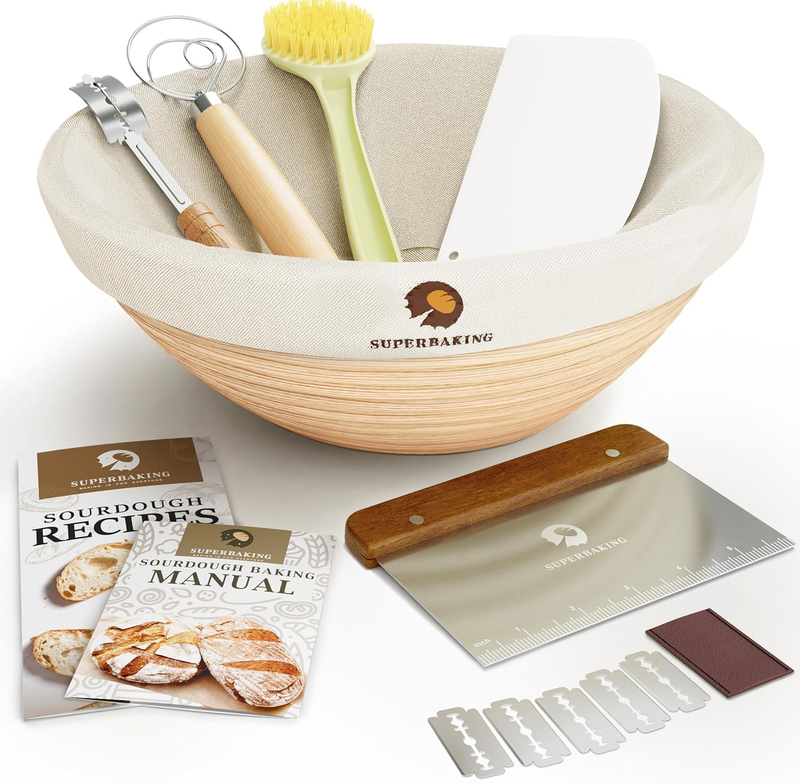 Banneton Bread Proofing Basket, Sourdough Bread Baking Supplies, Round 9 Inch So