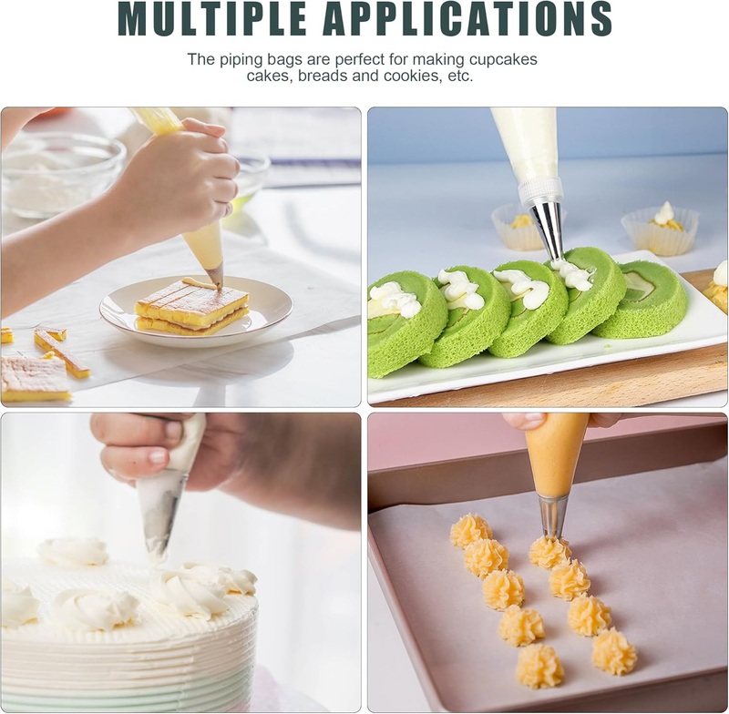 Piping Bags and Tips Set, Cakes Decorating Supplies Kit with 100pcs 12 Inch Past