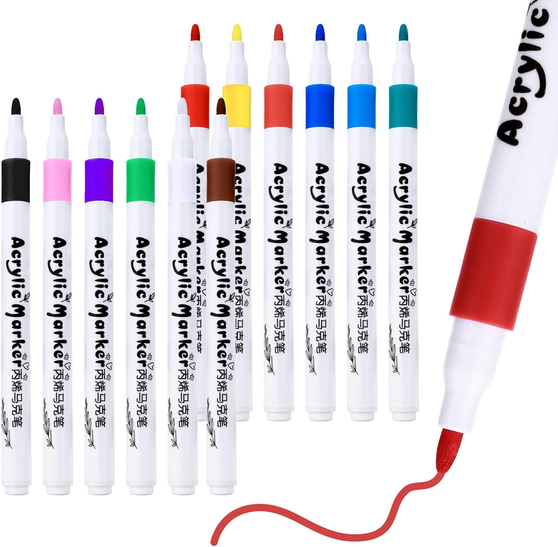 12 Colors Acrylic Paint Pens Acrylic Paint Markers For Rocks