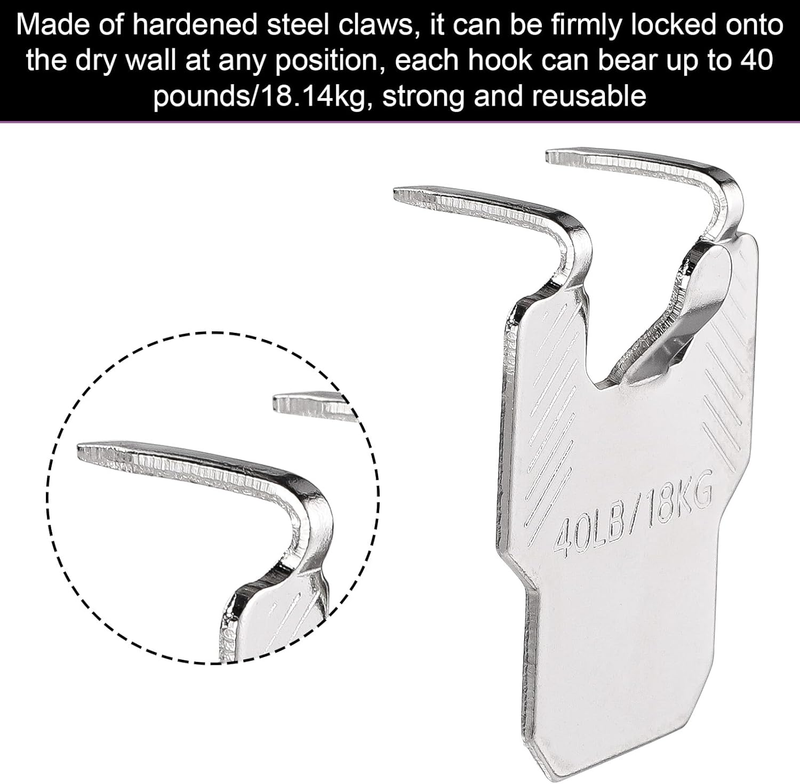20pcs Drywall Picture Hanging Claw, Stainless Steel No Nails Required Wall Pictu