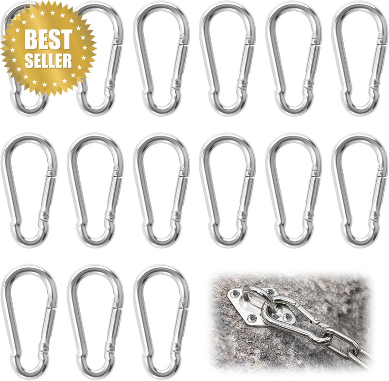 15 PCS Galvanized Carbon Steel Carabiner Clip Spring-Snap Hook 4X40Mm Heavy Duty