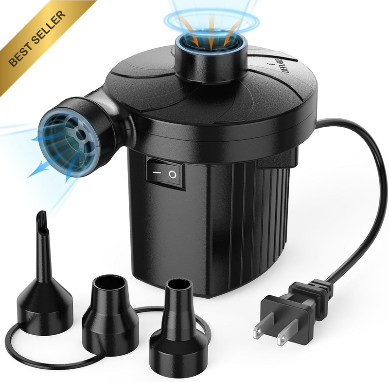 Electric Air Pump Air Mattress Portable Pump with 3 Nozzles for Inflatables Couc