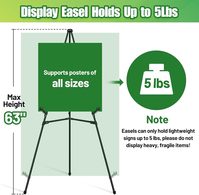 Easel Stand for Sign - 63" Display Easel for Wedding Sign Stand Poster Stand, Li
